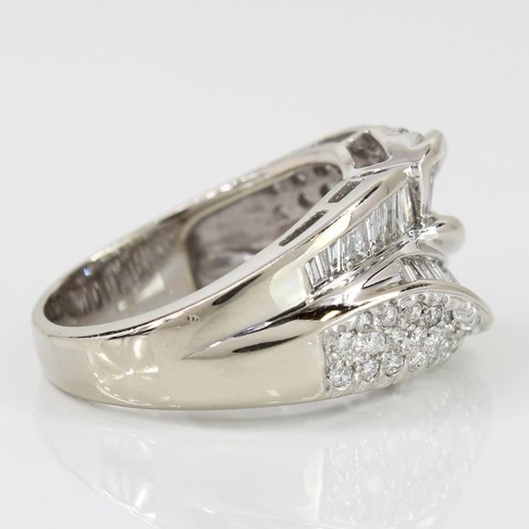 14K White Gold Baguette & Round Diamond Statement Ring - Picture 5 of 7